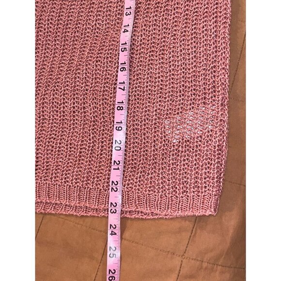 J. Crew Pink Open-Knit Relaxed Fit Linen Beach Pullover Sweater Women Medium - Picture 6 of 8